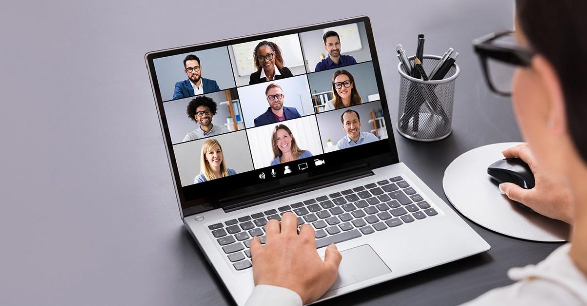 Business woman in an online video conference