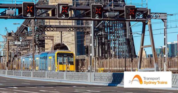 Sydney train going through the Harbour Bridge