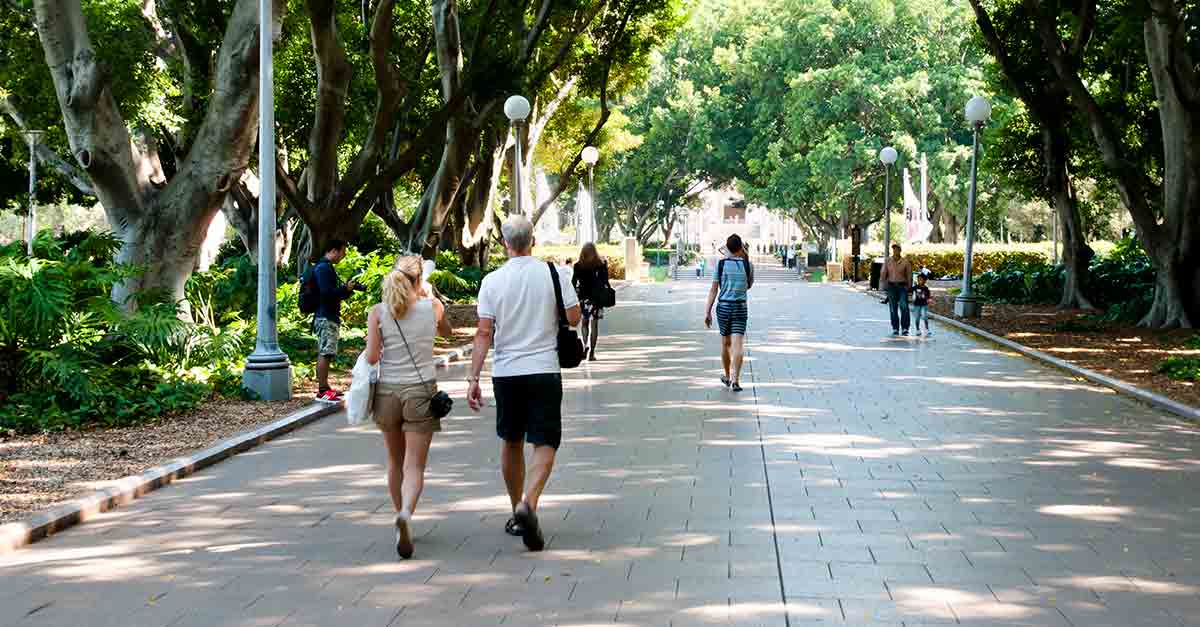 People walking in Hyde Park, Sydney